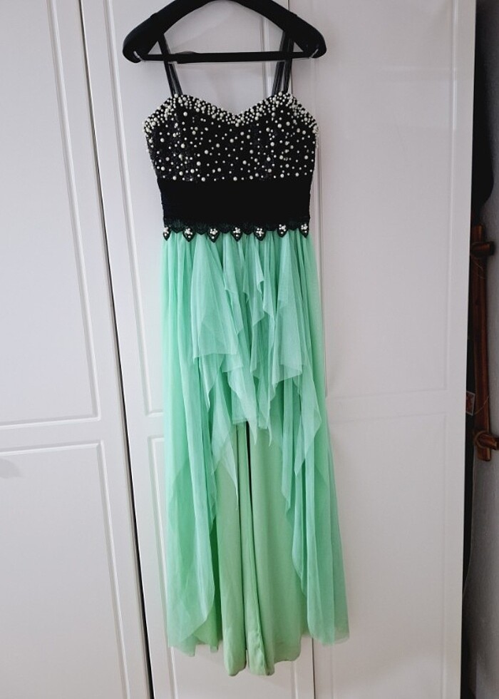 İnci boncuk işlemeli abiye elbise - Görsel 3