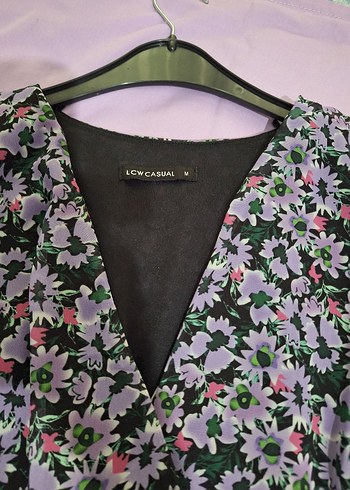 Çiçek Desenli V Yaka Midi Elbise - Görsel 2