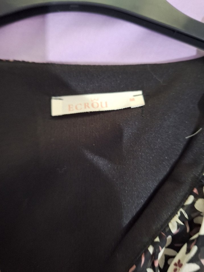 Kadın Mor Çiçekli Uzun Kollu Midi Elbise - Görsel 2