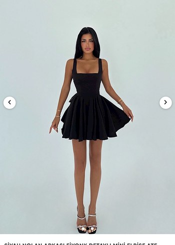 Siyah Mini Elbise - Görsel 3