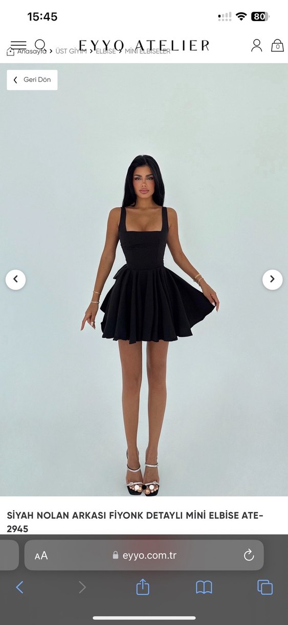 Siyah Mini Elbise - Görsel 3