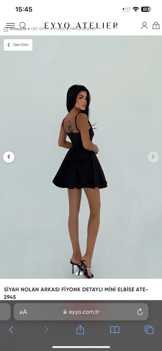 Siyah Mini Elbise - Görsel 2