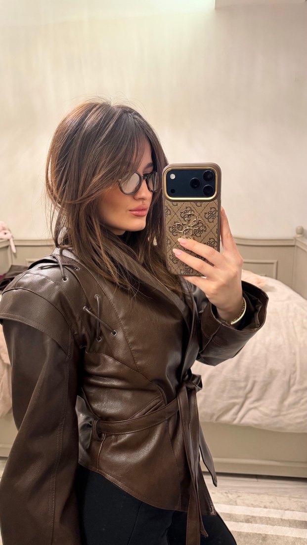 Kahverengi Deri Ceket - Görsel 2