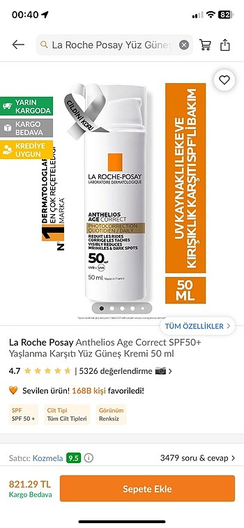 La roche posay güneş kremi
