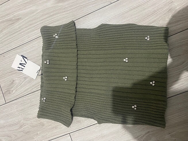 m Beden haki Renk Zara taşlı bluz