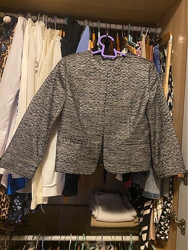 Gümüş simli blazer