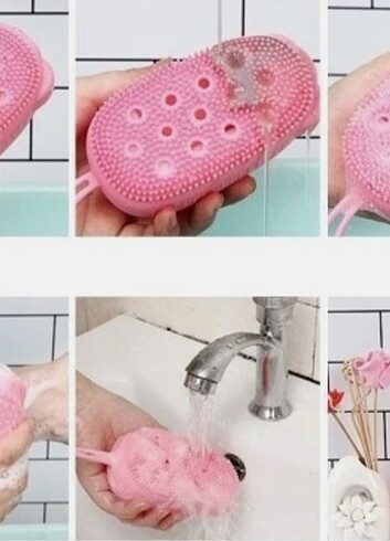 Banyo Hamam Lifi Masaj Peeling Süngerli Silikon Banyo Kesesi Sün - Görsel 4