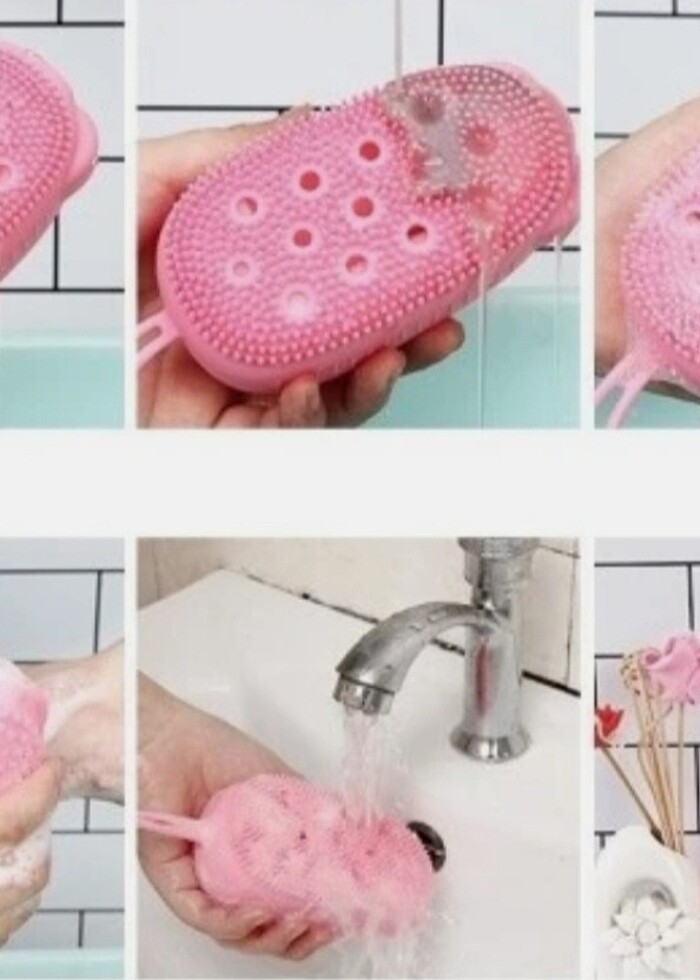 Banyo Hamam Lifi Masaj Peeling Süngerli Silikon Banyo Kesesi Sün - Görsel 4