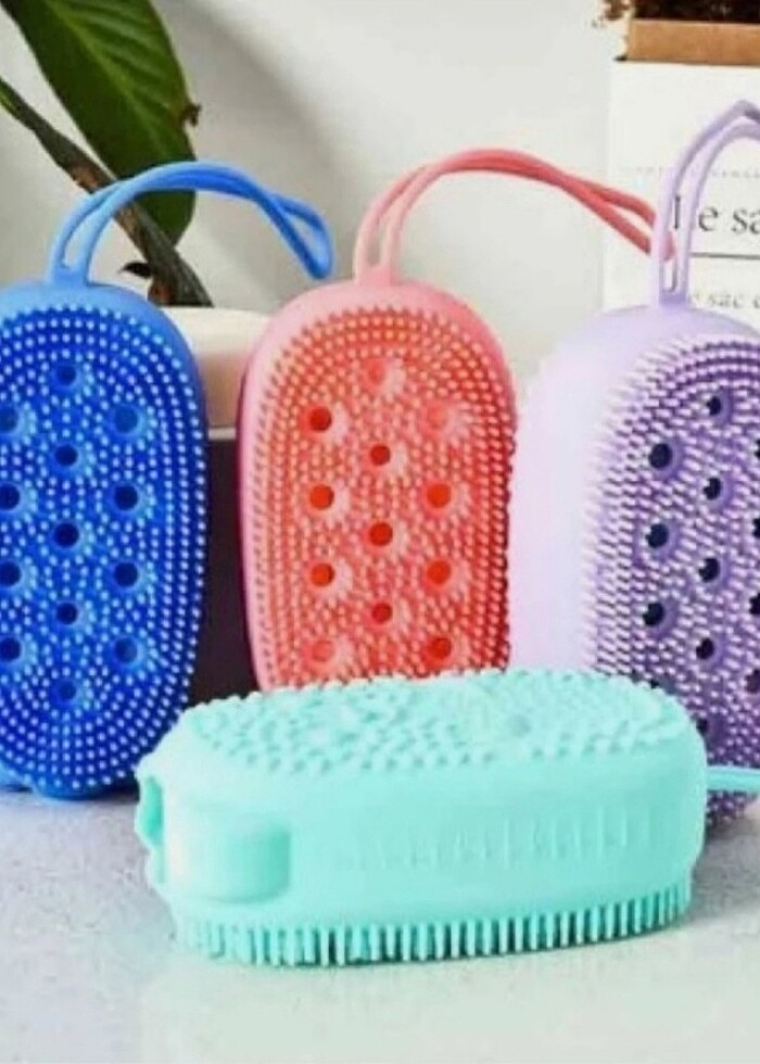 Banyo Hamam Lifi Masaj Peeling Süngerli Silikon Banyo Kesesi Sün - Görsel 5