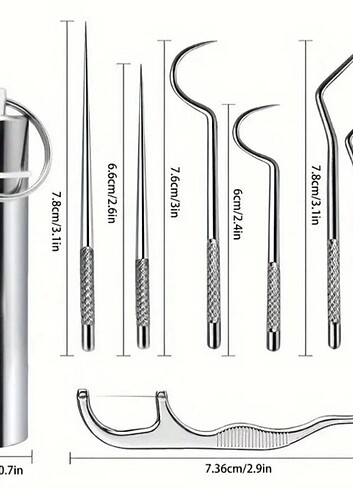 Unisex 7 Parça Paslanmaz Çelik Kürdan Seti - Görsel 3