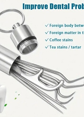 Unisex 7 Parça Paslanmaz Çelik Kürdan Seti - Görsel 7