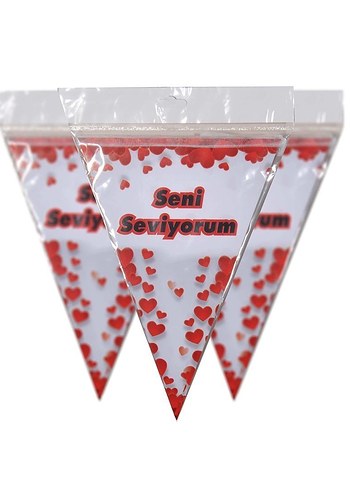 Seni Seviyorum Üçgen Flama Bayrak Seti 10lu Paket