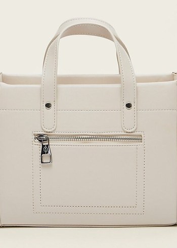  Beden Stradivarius Krem Mini Tote Çanta Omuz & El Çantası Krem-Ekru