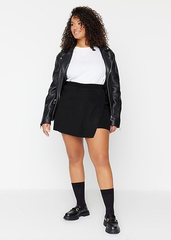 Curve Siyah Mini Triko Şort Etek Trendyol L (40)