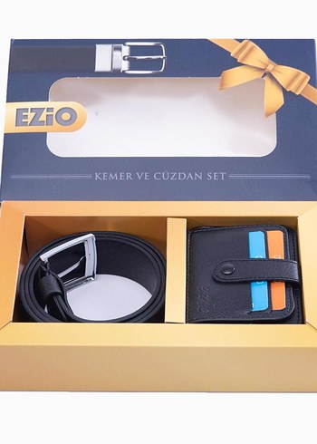 Lüks Siyah Erkek Kemer - Cüzdan Hediye Seti  Kutulu - Görsel 2