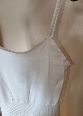 Kadın Korseli İnce Askılı Korse Atlet Kırık Beyaz - Görsel 7