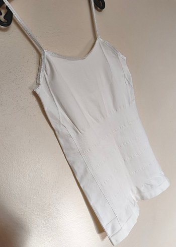 Kadın Korseli İnce Askılı Korse Atlet Kırık Beyaz - Görsel 5