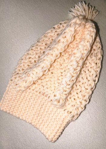 Bohem Tarz Krem Örgü Kadın  Bere El Emeği Slouchy Bere - Görsel 6