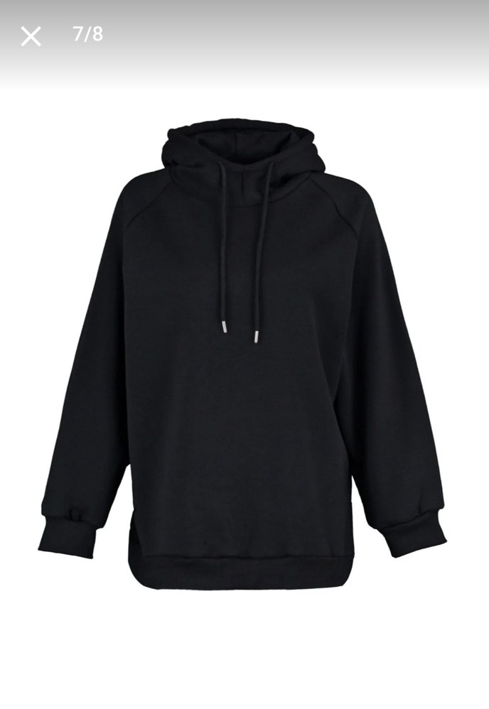 Lacivert Kapüşonlu Oversize Şardonlu Sweatshirt  M Beden — görsel 13/14