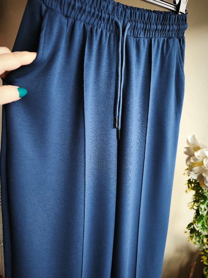 İndigo Mavi Çima Dikişli Boru Paça Pantolon Eşofman XL — görsel 4/11
