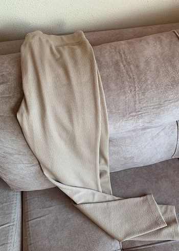 Bej Kadın fitilli Normal Boy tayt - Görsel 3