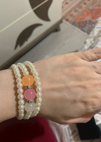 Uzun Beyaz Boncuklu Bohem Kolye ve bileklik - Görsel 2