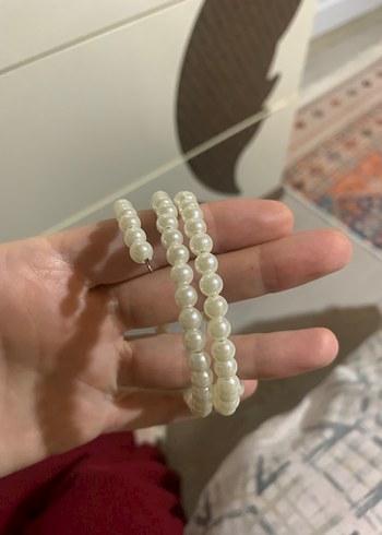 Uzun Beyaz Boncuklu Bohem Kolye ve bileklik - Görsel 3