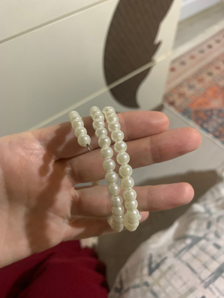 Uzun Beyaz Boncuklu Bohem Kolye ve bileklik - Görsel 3