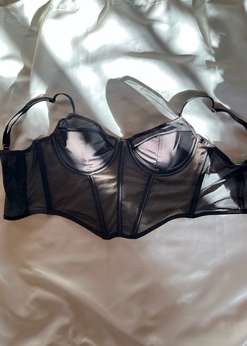 Siyah Deri Gotik Straplez Bustier