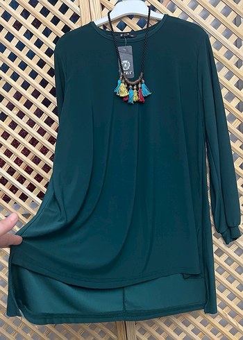 Yeşil Bohem Kadın Uzun Kollu Tunik 1/2 beden - Görsel 5