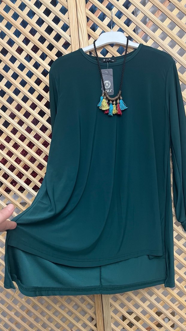 Yeşil Bohem Kadın Uzun Kollu Tunik 1/2 beden - Görsel 2