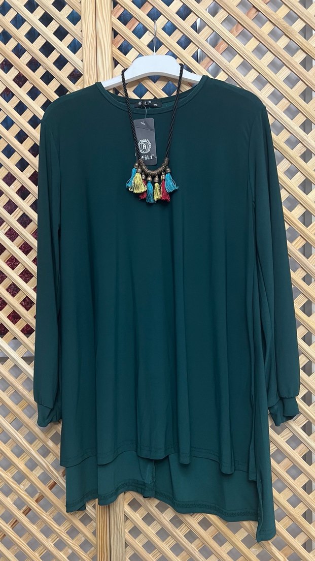 Yeşil Bohem Kadın Uzun Kollu Tunik 1/2 beden - Görsel 3