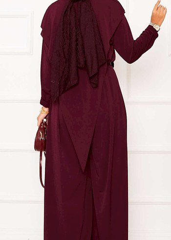 Bordo Kadın Salaş Uzun Takım 1/2 beden - Görsel 5