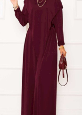 Bordo Kadın Salaş Uzun Takım 1/2 beden - Görsel 8