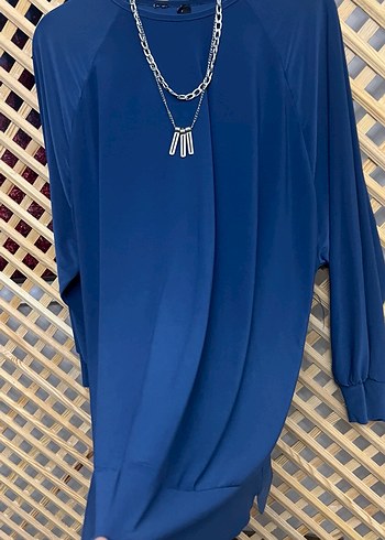 Zincir Detaylı Mavi Uzun Kollu Kadın Tunik 1/2 beden - Görsel 6