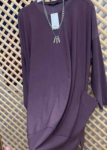 Zincir Detaylı Mor Kadın Salaş Tunik 2 beden - Görsel 5