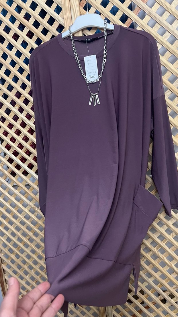 Zincir Detaylı Mor Kadın Salaş Tunik 2 beden - Görsel 5