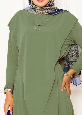 Kadın Kemerli Uzun Kollu Haki Takım - Görsel 2