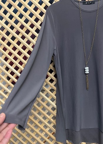 Gri Uzun Kollu   Kadın Tunik 1 beden 36/44 uyumlu - Görsel 3