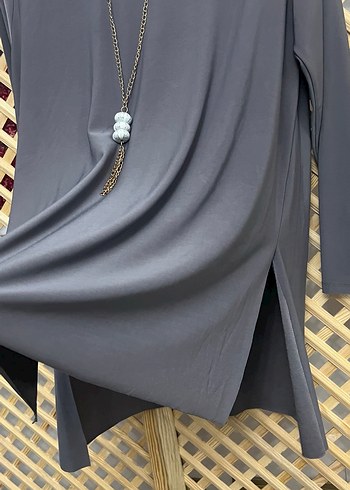 Gri Uzun Kollu   Kadın Tunik 1 beden 36/44 uyumlu - Görsel 5