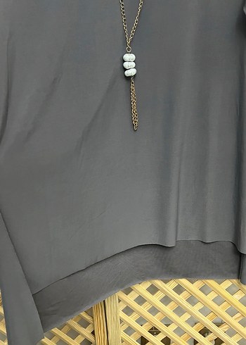 Gri Uzun Kollu   Kadın Tunik 1 beden 36/44 uyumlu - Görsel 4