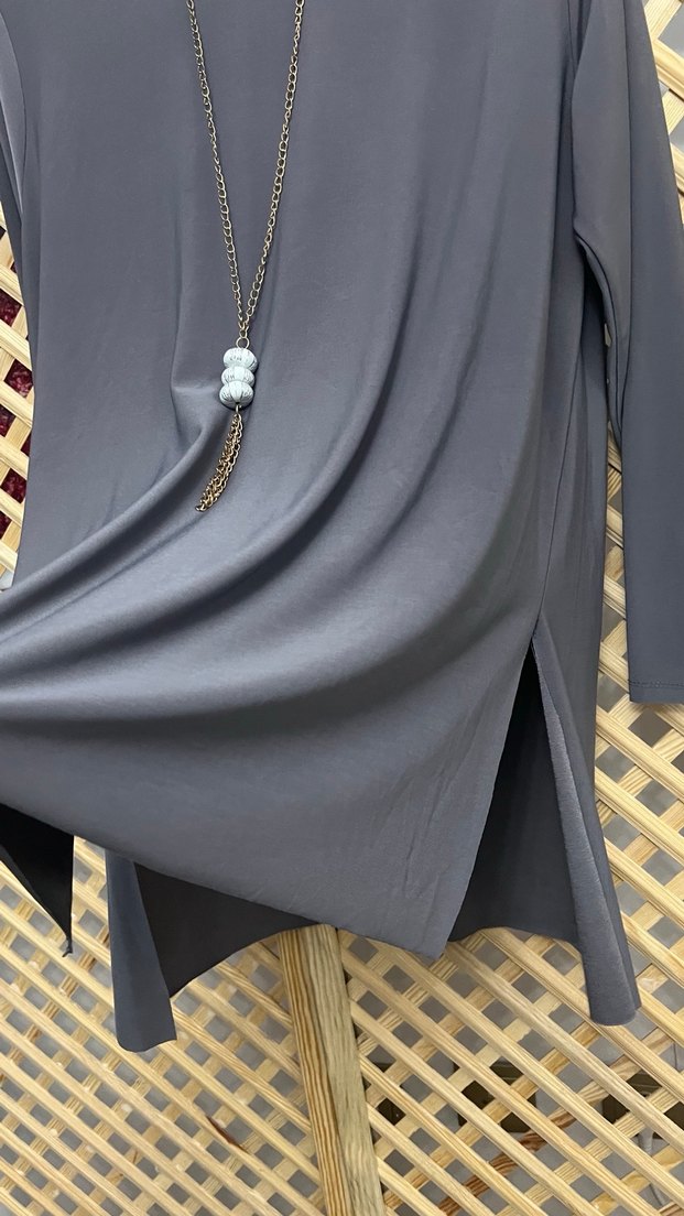 Gri Uzun Kollu   Kadın Tunik 1 beden 36/44 uyumlu - Görsel 5