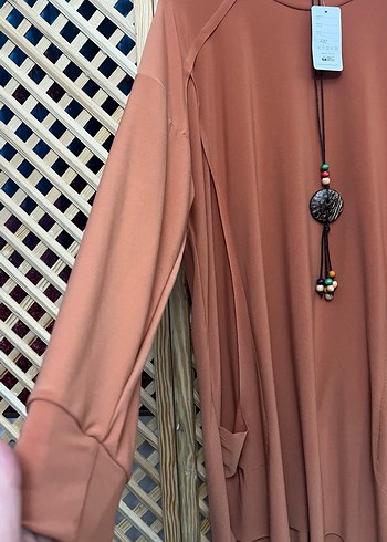 Kadın Bohem Uzun Kollu Kahverengi Tunik  36/44 uyumlu - Görsel 2