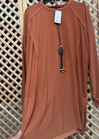 Kadın Bohem Uzun Kollu Kahverengi Tunik  36/44 uyumlu - Görsel 7