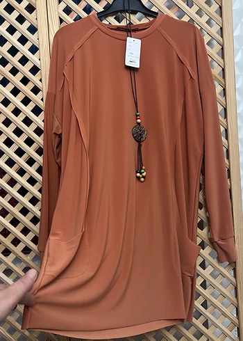 Kadın Bohem Uzun Kollu Kahverengi Tunik  36/44 uyumlu - Görsel 6