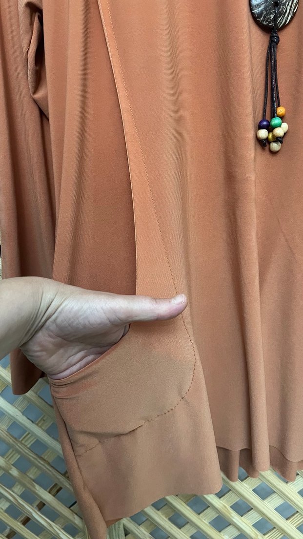 Kadın Bohem Uzun Kollu Kahverengi Tunik  36/44 uyumlu - Görsel 3