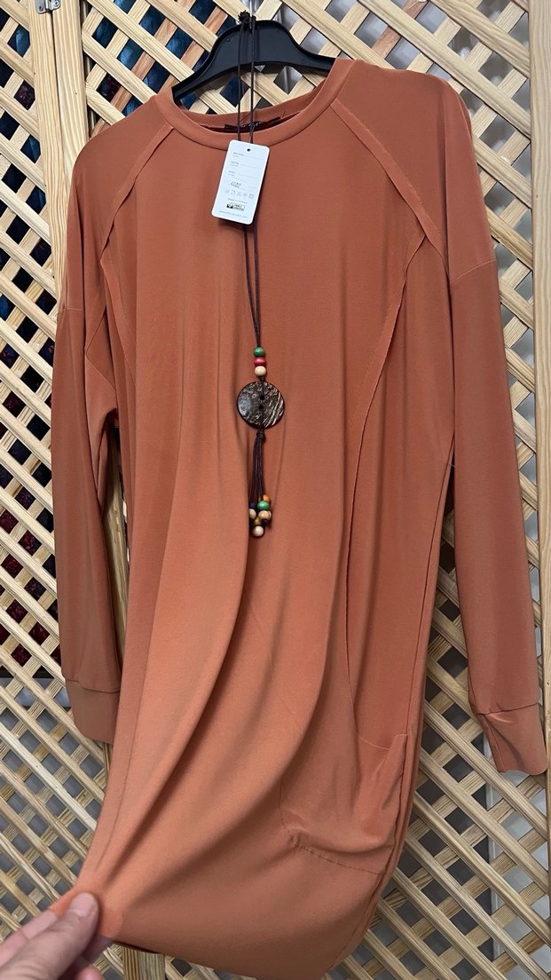 Kadın Bohem Uzun Kollu Kahverengi Tunik  36/44 uyumlu - Görsel 4