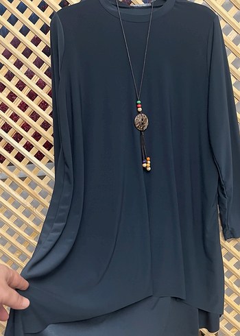 Zincir Detaylı Siyah Bohem Kadın Tunik 1/2 beden - Görsel 3