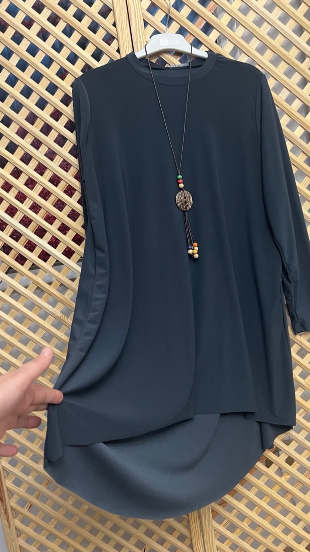 Zincir Detaylı Siyah Bohem Kadın Tunik 1/2 beden - Görsel 5