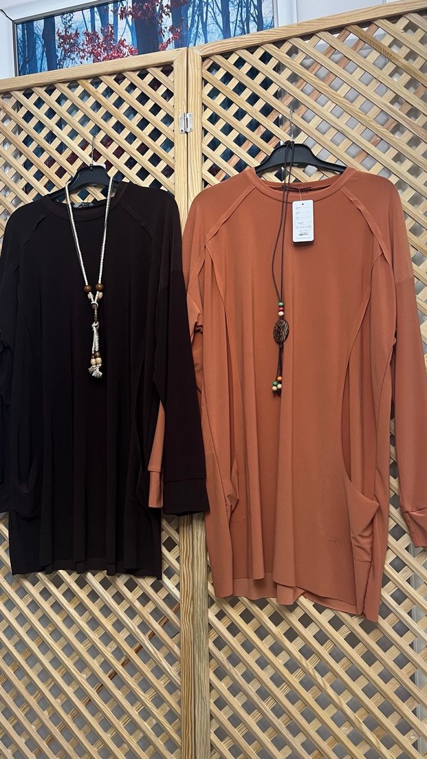 Püsküllü Uzun Kollu Kahverengi Bohem Tunik 1 beden - Görsel 3